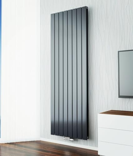 WEBER Pannelheizkörper Design Heizung Flachheizkörper Wandheizung weiß/anthrazit (Ventilhahnblock Chrom-Durchgangsform)