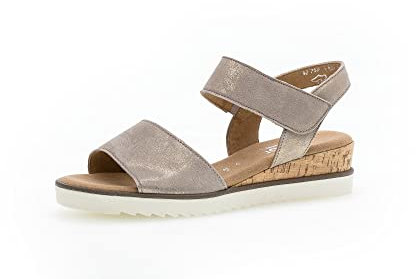 Gabor Damen Keilsandalen, Frauen Sandalen,Moderate Mehrweite (G),Keilsandaletten,Keilabsatz,Wedge-Heel,bequem,Muschel(Kork/crem),40.5 EU / 7 UK