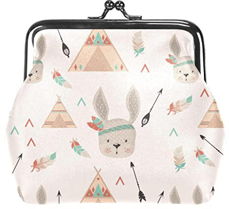 Porte-monnaie vintage - Motif lapins indiens drôles - 01, multicolore, 3.3x3.6 in/11x12 cm, Classique
