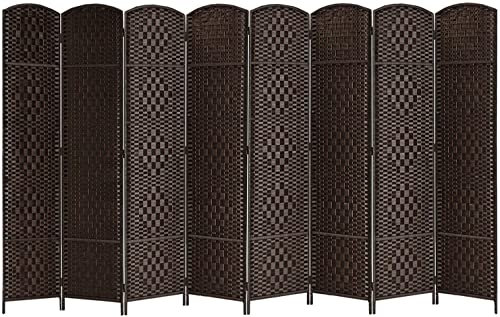 8 Panel Folding Room Divider Freestanding Screen Privacy Hand Made Wall Divider (8panel-Brown)