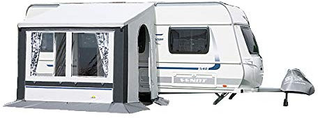 DWT Wohnwagen-Teilvorzelt Cortina II in Blau oder Grau inkl. 28x1 mm Gestänge ST, Vorzelt Dauercamping in 6 Größen, Größe:Gr.5 grau 350x210cm