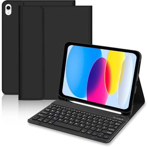 Keyboard Case for iPad 10th Generation 2022/iPad A16 11th Genration 2025 (10.9/11 inch), Case with UK Layout Keyboard for 11 Inch, Slim Case With Detachable Bluetooth Keyboard for iPad 10Gen, Black