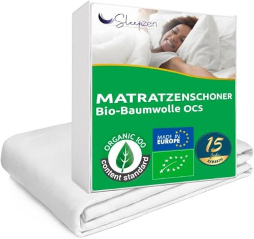 SLEEPZEN Matratzenschoner 120x200 Bio Baumwolle Molton Matratzenauflage Oeko-TEX Zertifiziert, 100% Baumwolle Naturfleece Gesund und leise, Matratzenauflage Nicht Wasserabweisend - Hergestellt in EU