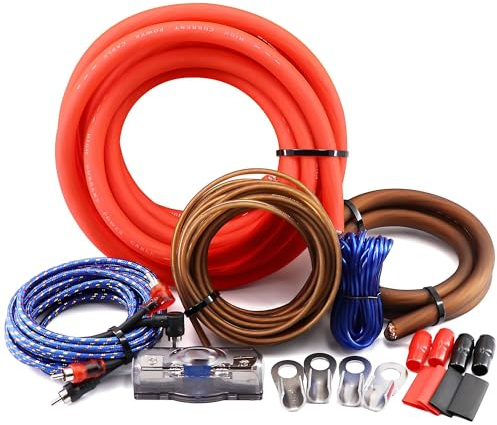 0 Gauge Car Amp Wiring Kit up to 3000W Car Amplifier Installation Wiring Helps You Make Connections and Brings Power to Your Radio, Subwoofers Speakers | Complete Zero Gauge Amplifier Wiring Kit with 17ft CCA Power/Ground Cable,RCA Cable & Speaker Wire,100A Fuse for Car Audio