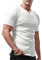 Lehmanlin Hombres Ajustado Manga Corta Camiseta Casual Cuello Pico Camisetas Poliéster y Elastano Blanco S