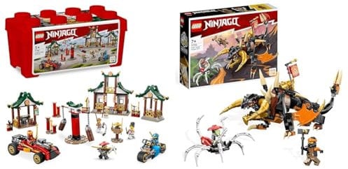 LEGO 71787 NINJAGO Kreative Ninja Steinebox,ab 5 Jahren & 71782 NINJAGO Coles Erddrache EVO, Spielzeug zum Sammeln mit aufrüstbarem Drachen & Skorpion-Figur sowie Minifiguren