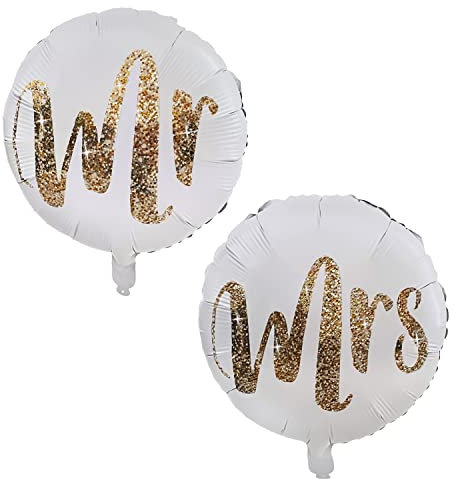 Oblique Unique® Folien Luftballons mit der Aufschrift “Mr. und Mrs.” Folienballon Hängedekoration Paar Ballons für Hochzeitsdeko JGA Partyschmuck