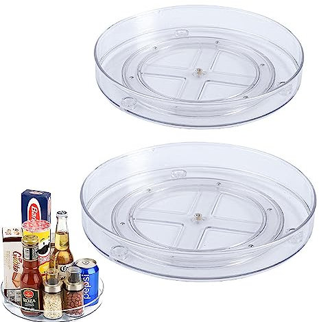 2 piezas giratorio cocina para gabinetes, Organizador Giratorio, Plato Giratorio Organizador, Plato Giratorio para Cocina, Estante de especias Giratori para Botellas, Frutas, Cosmético, Armario