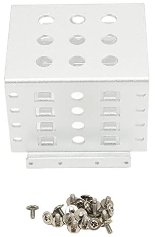 HDD-Montage Regal, 2,5-Zoll-Festplatten-Cage 4-Bay Mobile Rack Backplane Aluminium Legierung Hohle Festplatten-Aufbewahrung Halterung Für 2,5 Zoll IDE-HDD-SSD(Silber)