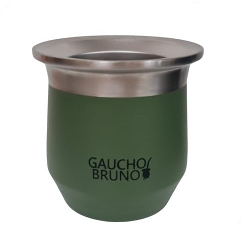 Gaucho Bruno - Mate Térmico de Acero Inoxidable para Tomar Yerba Mate | Fácil de limpiar | Cómodo de sostener | Mantiene la temperatura de la bebida.