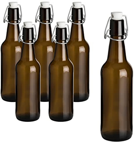gouveo 6er Set Glasflaschen mit Bügelverschluss [Auswahl variiert] - Leere Bügelflaschen 500 ml zum Befüllen - Bügelverschlussflasche, Bierflasche, Saftflasche (BF500A)
