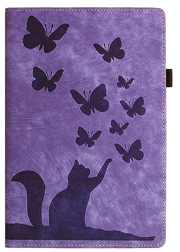 Unichthy Butterfly Cats Case for iPad 10.2 inch, iPad 9th/8th/7th Generation 2021/2020/2019 Cover with Card Holder Shockproof Cute Cat Stand Cover with Auto Wake/Sleep for iPad 9/8/7(10.2inch) Purple