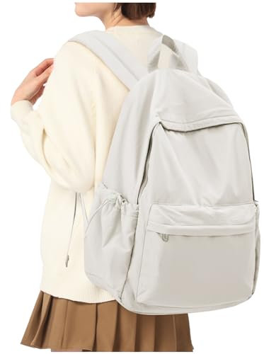HYC00 Rucksack Schule Teenager Mädchen Damen Causal Schulrucksack College-Rucksack, leichte Schultasche Arbeitstasche für Jungen und Mädchen, passend für 14-Zoll-Laptop Daypack Bookbag,Beige