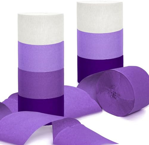 GAKA FAVOR Krepppapier Lila Kreppbänder Violett(8 Rolle)4.5cm x 25m Kreppbänder Luftschlangen für Hochzeit Geburtstags Party Feier Dekoration