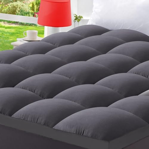 California King Size Matratzenauflage, Matratzenauflage, tiefe Tasche, Grau