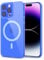 Svanove for iPhone 14 Pro Max Case Clear Compatible with Magsafe, Fluorescent Transparent Magnetic Magnet Mag Case, Slim Thin Bright Silicone Grip & Shockproof Bumper Camera Cover, Neon Blue