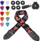 Febsow Verstellbarer Gitarrengurt, Plektrum, Gurtschloss, Lederbandknopf, Plektrum Tasche