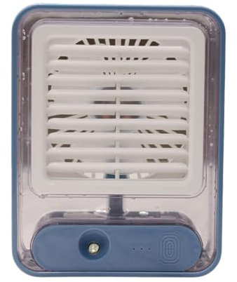 BTGHPI Ventilador portátil de aire acondicionado con humidificación USB, ventilador de refrigeración con luz nocturna, ventilador de refrigeración de 3 velocidades