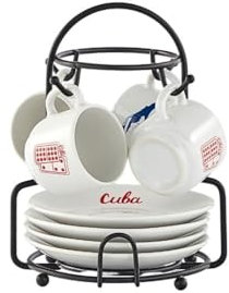 Imusa 8pc 1.5oz Cuba Espresso Cups & Saucers Set w/Rack