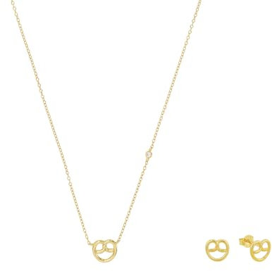 Amor Set 925 Sterling Silber Damen Multisets, mit Zirkonia synth., 40+5 cm, Brezel, Kommt in Schmuck Geschenk Box, 2039238