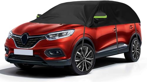 Halbe Autoabdeckung Ersatz für Renault Kadjar 2015-2022, Halbgarage, Upgrade Verdickter Stoff Allwetter Halbabdeckung Reflektierende Autoabdeckung wasserdichte Schutzhülle UV-Schutz Schneeschutz