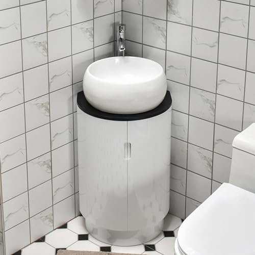 GLETSF Meuble-lavabo d'angle pour Salle de Bain, lavabo de Salle de Bain monté au Sol pour Petit Espace, lavabo de Toilette Flottant combiné, Conception de lavabo à Main pour la
