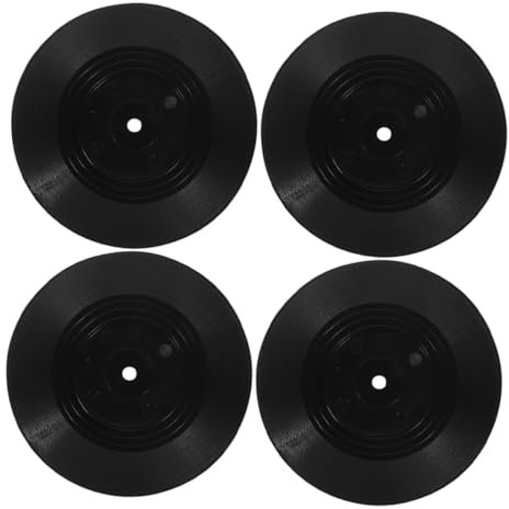 Garneck 4 Stück Retro Vinyl Schallplatten Tassenuntersetzer Anti Rutsch Untersetzer Aus Abs Vintage Design Für Zuhause Tischschutz Für Tassen Und Gläser