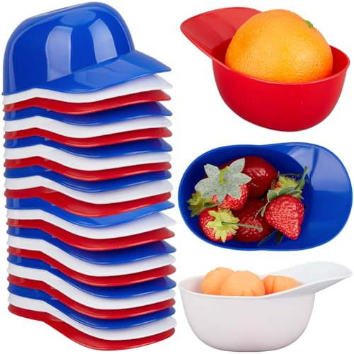 Beebeecraft 12 Stück 3 Farben Baseballhelm Snackschalen Klein (85) g Kunststoff Schutzhelm Rot Blau Weiß Eisbecher Mit Chips Snack Dessertschale Für Geburtstagsparty Eisbecher Mit Chips Süßigkeiten