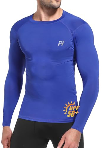 MEETWEE Rashguard Camiseta de Hombre, UPF 50+ Camisa de Compresión de Manga Larga UV Camiseta Proteccion Solar Secado Rápido para Surf y Natación