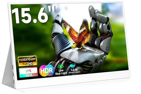 QAF Portable Monitor for Laptop 15.6 Inch 1080P, USB/HDMI Computer Monitor, Gaming Travel Laptop Screen Extender Monitor Portable for PC/Mac/Phone/PS5/PS4/Xbox/Switch, IPS HDR Display with Smart Cover