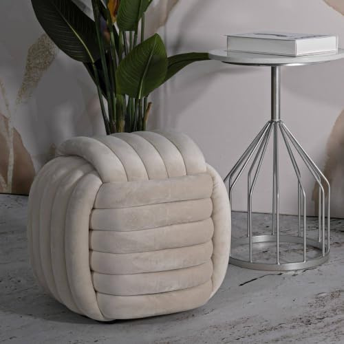 Dmora Pouf Karori 45x45x45 cm Weiß, Würfelform
