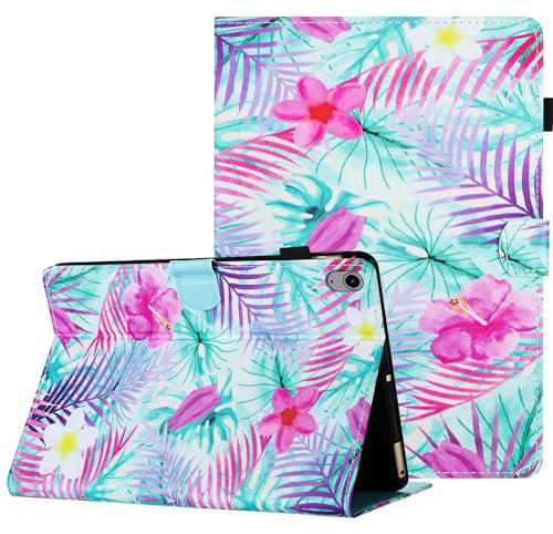 Mldjomid Coque Compatible pour Tablette 8.3 iPad Mini 7 (A17 Pro) 2024 Housse en Cuir PU Portefeuille Stand Étui de Protection pour iPad Mini 6 8.3(6th Generation) 2021 Case Cover, Feuilles Fleur