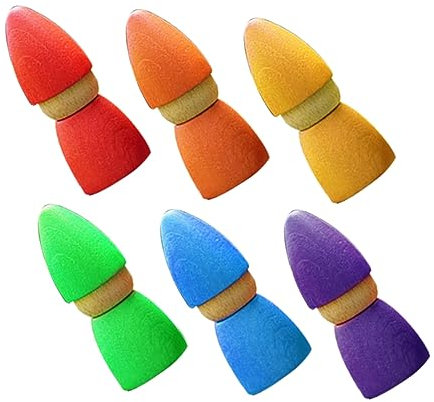 Kisangel Holzpuppen Spielzeug Junge Mädchen Farbliche Lernklötze Holzklötze Holzpuppenspielzeug Farberkennungspuppen Puppenspielzeug