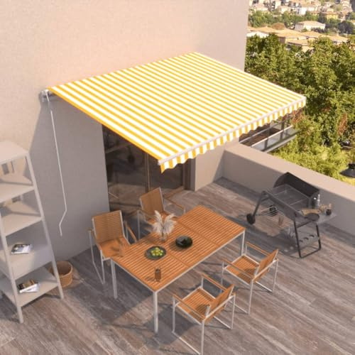 Festnight Elektrische Markise 400x350 cm Gelenkarmmarkise 350 Breit Automatisch Sonnenmarkise Terrasse Terassenmarkise Außen Gelenkmarkise mit Handkurbel Kassettenmarkise Elektrisch