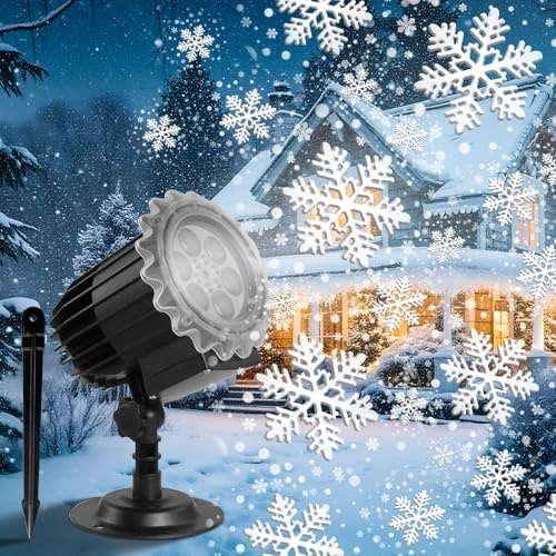 Proiettore a LED con fiocco di neve, a forma di fiocco di neve, IP65, impermeabile, per interni ed esterni, giardino, prato, casa, feste, festival, decorazione