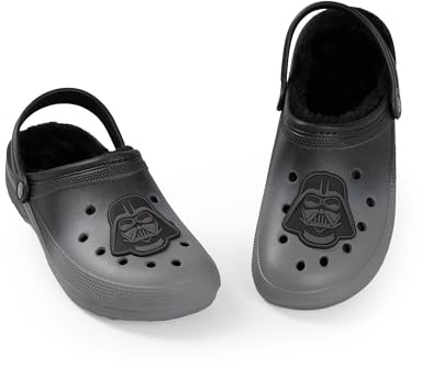 Star Wars Darth Vader Men's Black Fur Lined Clogs | Comfortable Slip-On Footwear | Everyday Wear | Classic Merchandise | Ideal for Fans | Stylish Home & Outdoor Footwear