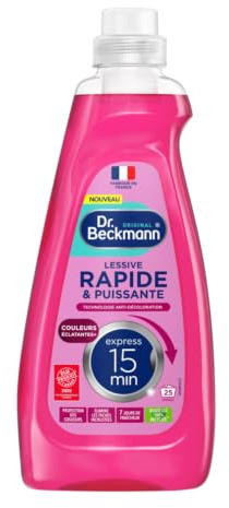 Dr. Beckmann - Lessive Liquide - Rapide Agit en 15min - Couleurs 25 Lavages | 25 lavages- Linge propre en 15 min - jusqu'à 40 % d'énergie en moins - Anti-décoloration - 7 jours fraîcheur - Made in France