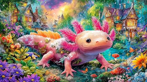 Axolotl 1000 Teile Puzzle aus Recyclingpapier - Tolle Geschenkidee HerausFordernde Hausaktivität Für Erwachsene 38x26/1000pcs