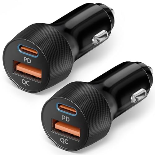 2Pack 60W USB C Auto Ladegerät, 2-Port 12V Adapter Kfz Zigarettenanzünder | 40W PD 20W QC Kfz Autoladegerät, USBC Car Charger, Schnellladegerät für iPhone 17 Air 17e 16 16e 15 Pro Max, Samsung S26 S25