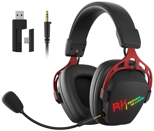 RK ROYAL KLUDGE HG103 Auricular Juego inalámbrico PS5/4, Xbox, PC, Switch | Auriculares RGB cable BT5.3/2,4G/3,5mm micrófono cancelación ruido, Drivers 50mm, marco aluminio, sonido envolvente 7.1 FPS