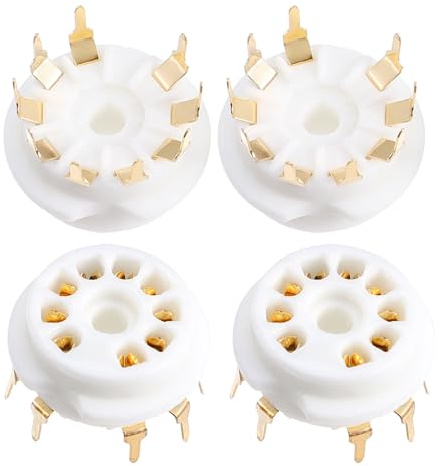 Vaguelly Ceramica Zoccolo e Metallo Pin Elettroniche 9 per Valvole | 4 Pezzi, Struttura per Montaggio su Pcb, Adatto a Valvole di Varie Specifiche, Formato Compatto