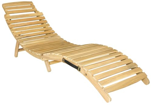 Happy Garden Klappbare Sonnenliege aus Akazie Komodo – Liegestuhl für den Außenbereich aus Holz