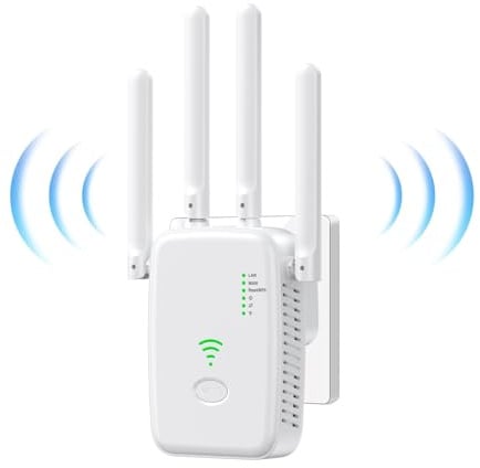 2026 Nuevo Repetidor WiFi, Amplificador Extensor WiFi con 2 Puertos ethernet, 4 Antenas, Modo Repetidor/Router/Ap, Extensor WiFi para Casa/Oficina, fácil instalación acción