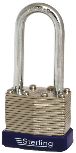 Sterling LPL242 40mm Double Locking Laminated Padlock with Long Shackle, Chrome and Blue