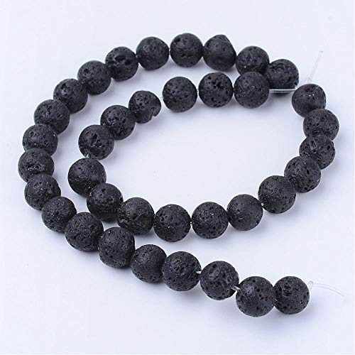 Black/Brown Lava Rock Beads Plain Round 6mm Strand Of 66+