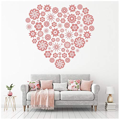 azutura Floral Love Heart Wall Sticker available in 5 Sizes and 25 Colours Strawberry Red