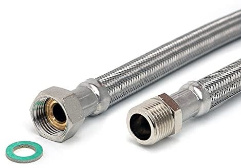 H2O-Flex® Panzerschlauch 1/2ÜM x 1/2AG, Flexschlauch DN13 für Sanitär mit Trinkwasserzulassung, 30cm-2m
