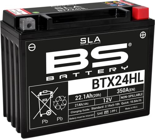 BS battery 300770 BTX24HL SLA AGM Motorcycle Battery (Black)