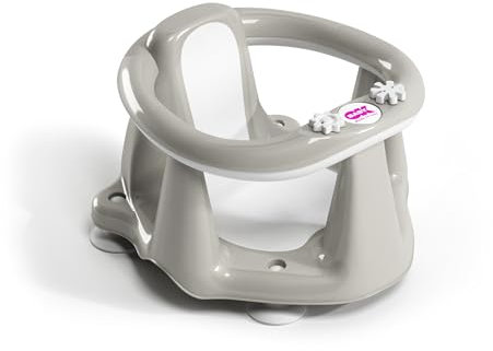OKBABY Flipper Evolution - Anneau de Bain, Assise en Gomme Antidérapante pour Nouveau-né 6-15 Mois (13 kg) - Taupe