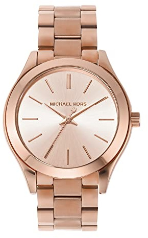 Michael Kors Watch, Slim Runway Three-Hand Rose Gold-Tone Stainless Steel Women's Watch